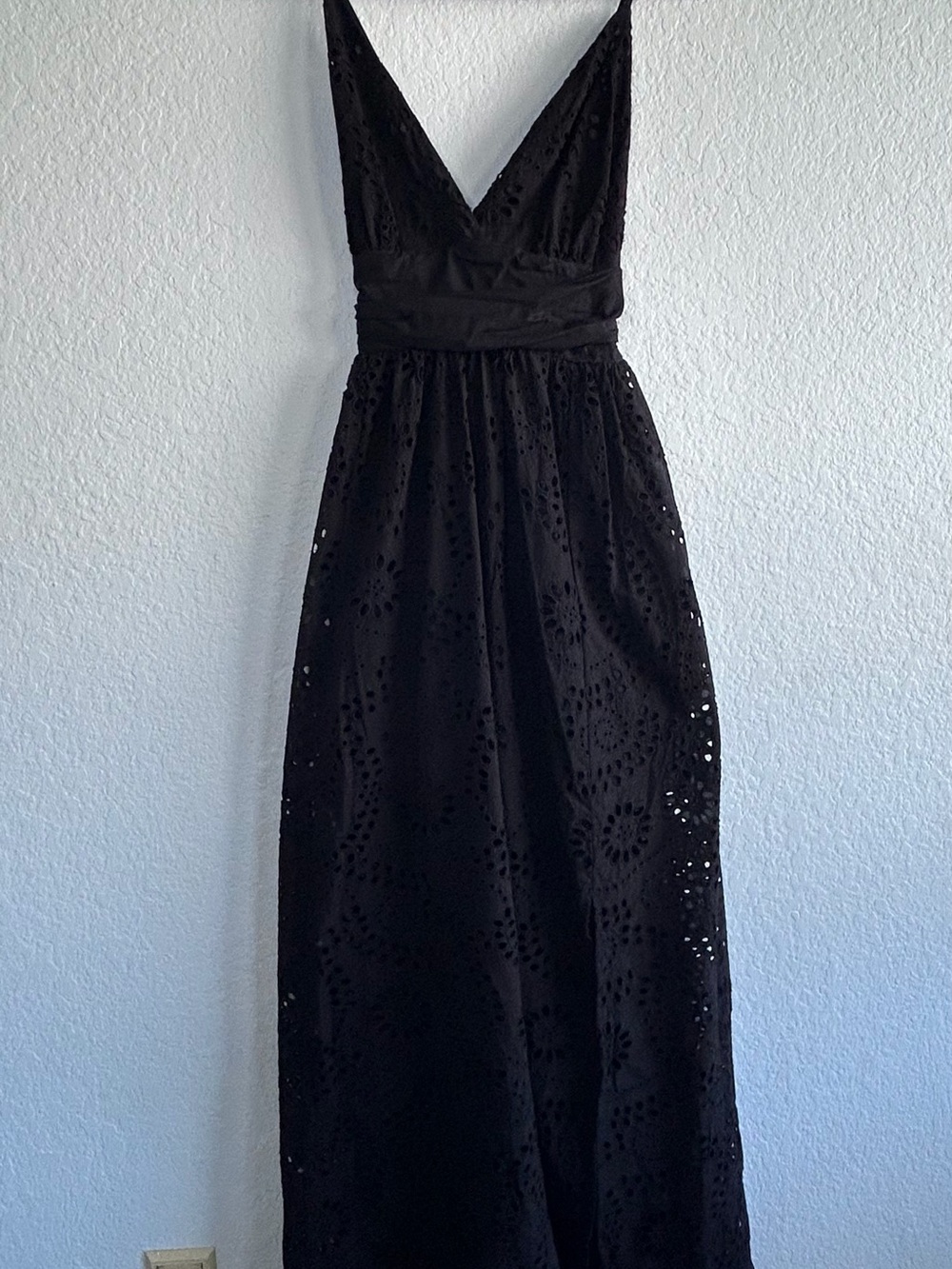 Young Fabulous & Brooke YFB Black Eyelet Maxi Dress with V-Neck, Size Small NWT